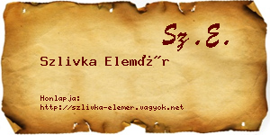 Szlivka Elemér névjegykártya