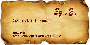 Szlivka Elemér névjegykártya